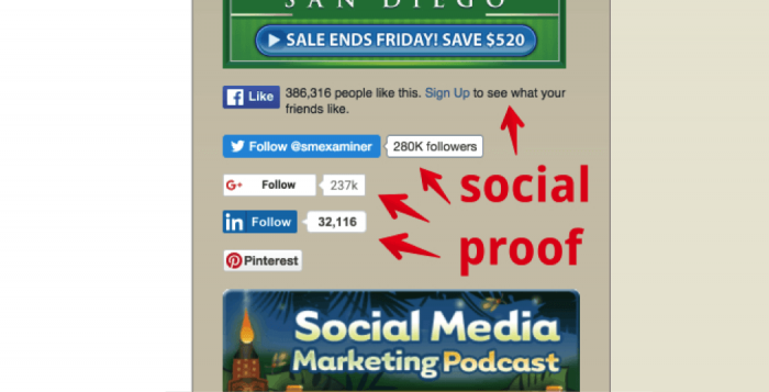 quick example of what social proof sometimes looks like, particularly on blog posts or video content. 