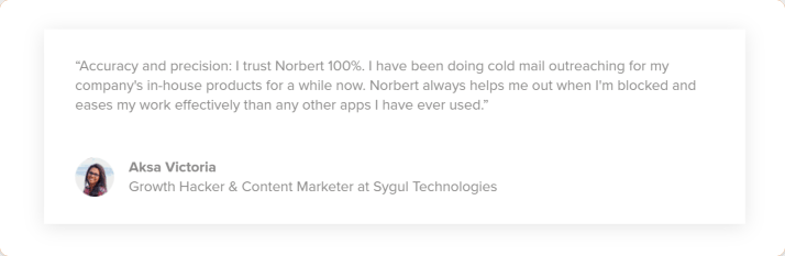 Customer testimonial for Voila Norbert
