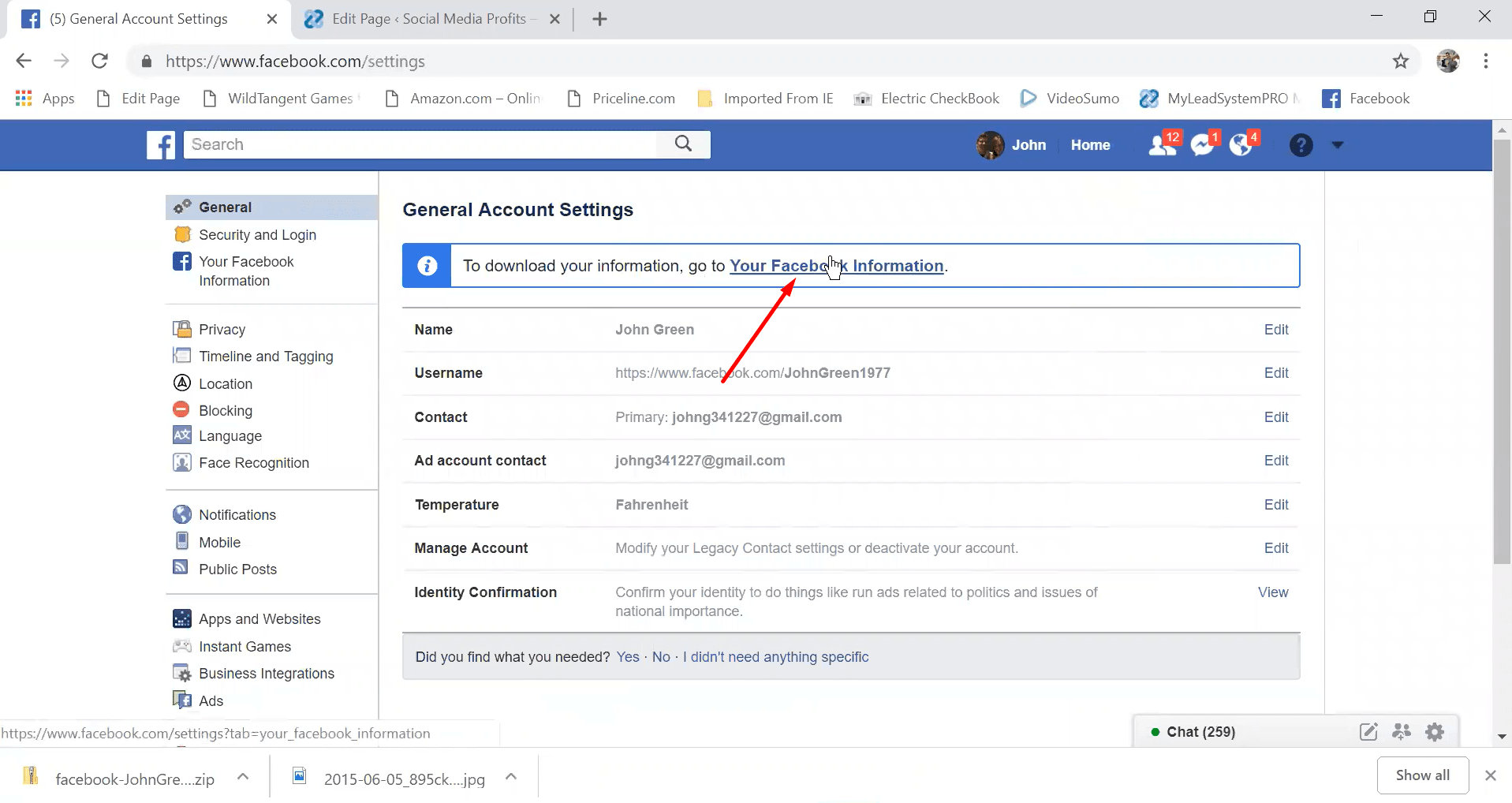 comment trouver son email facebook